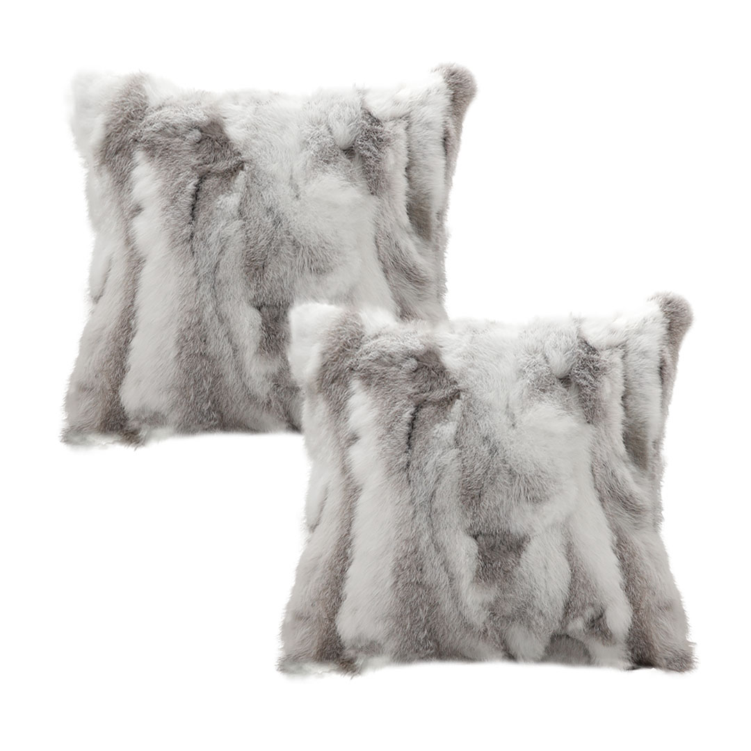 SOGA 2X 17.7 inches Premium White Faux Fur Pillowcases