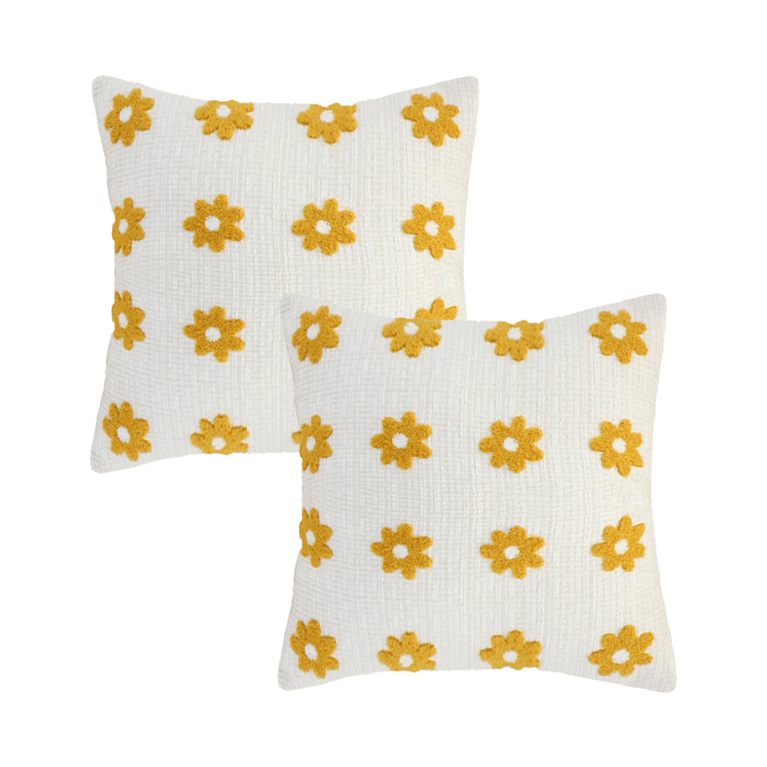 SOGA 2X 17.7 inches Retro Daisy Chain Pillow Covers