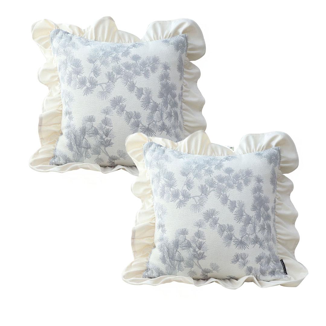 SOGA 2X 17.7 inches White Floral with Ruffle Trim Pillowcases