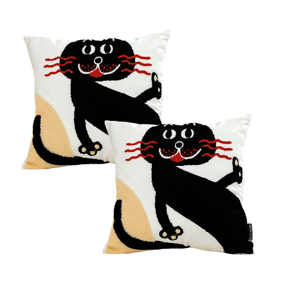 SOGA 2X 17.7 inches Playful Black Cat Silhouette Pillowcases