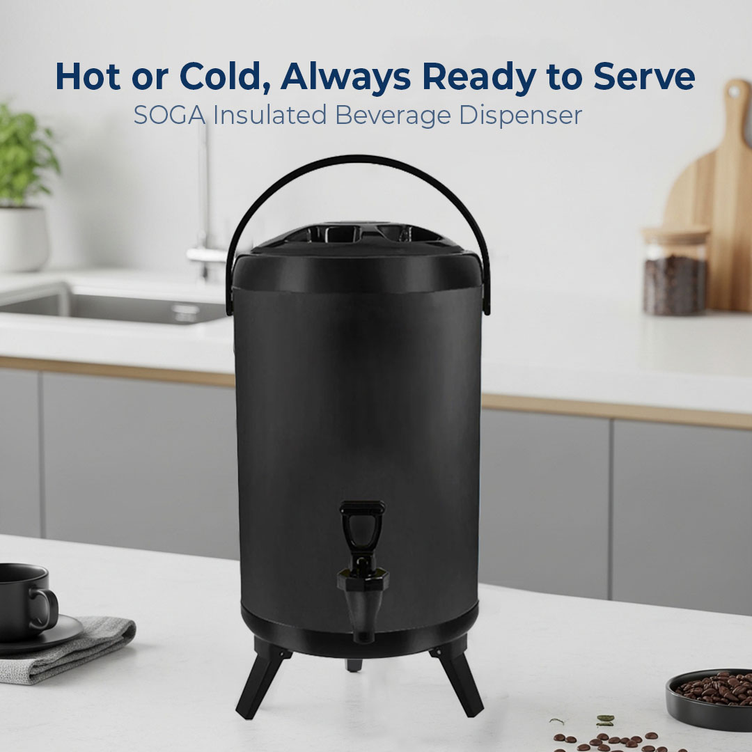 SOGA 8L Stainless Steel Insulated Beverage Server Hot & Cold Dispenser blac