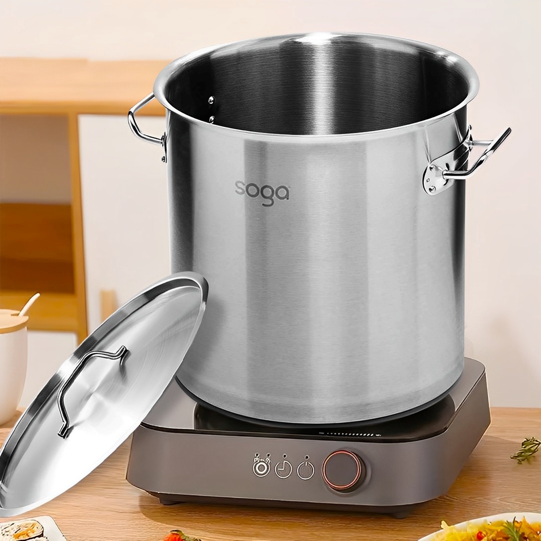 SOGA 50L Stainless Steel Stockpot –Extra Large Heavy-Duty Cooking Pot w/lid