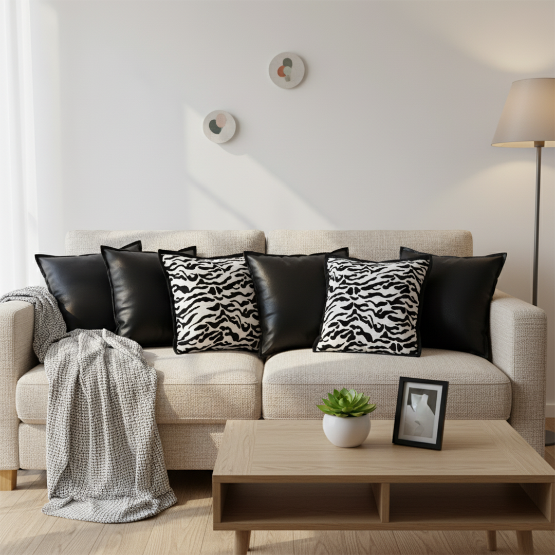 SOGA 6PC 45cm Modern Minimalist Zebra Stripe Pillow Set – Decorative Covers