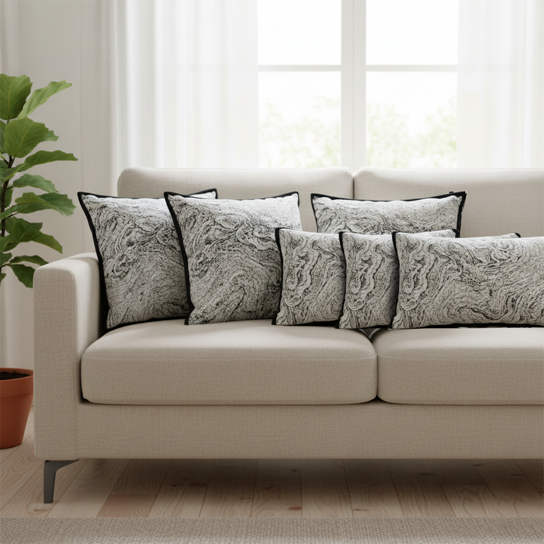 SOGA 6PC Pillow Set – 4x 45cm Abstract & 30x50cm Artistic Black Edge Covers