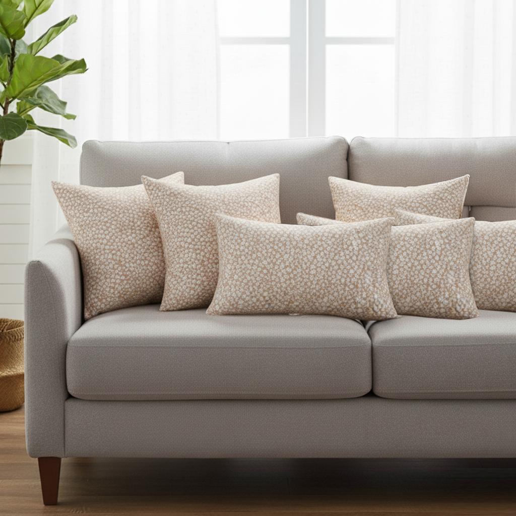 SOGA 6PC Pillow Set – 4x 45cm & 2x 30x50cm Dezi Cream Geometric Covers 