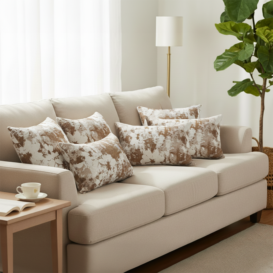 SOGA 6PC Rustic Bloom Pillow Cover Set – 4x 45cm Square & 2x 30x50cm Floral