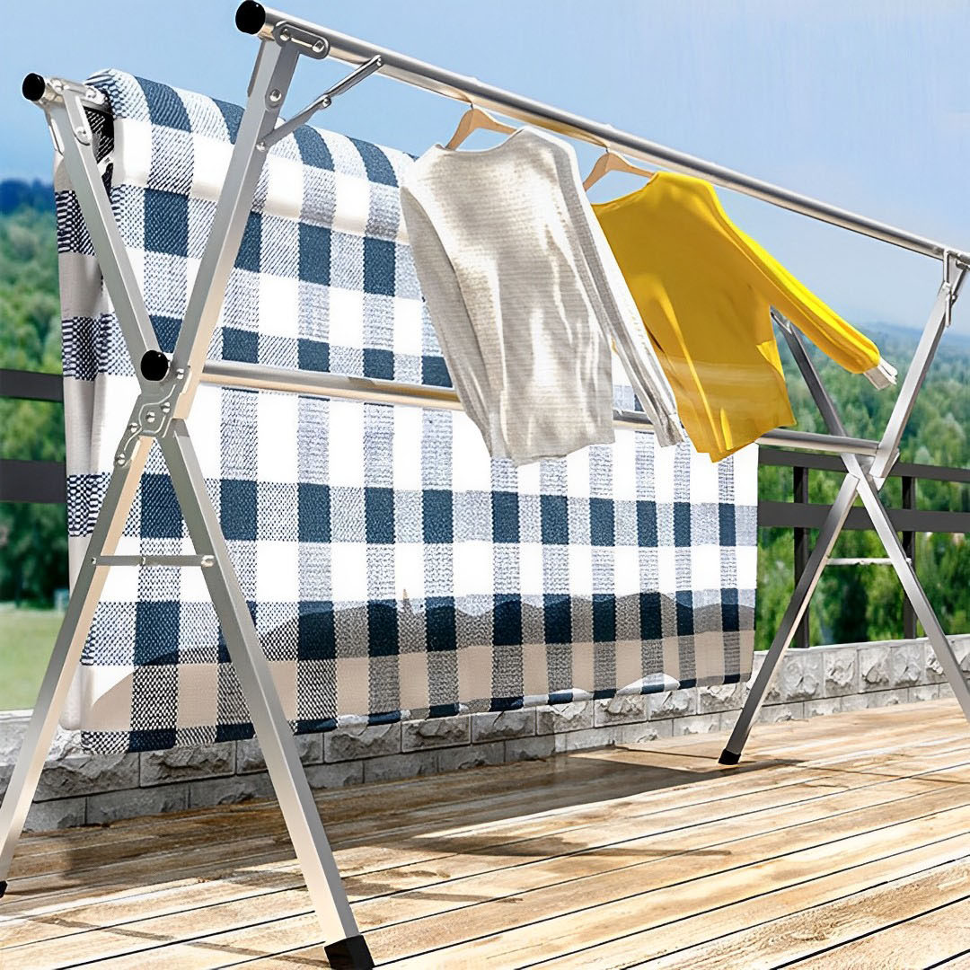SOGA 2.0m Portable Clothes Drying Rack 3-Pole Foldable Laundry Hanger Stand