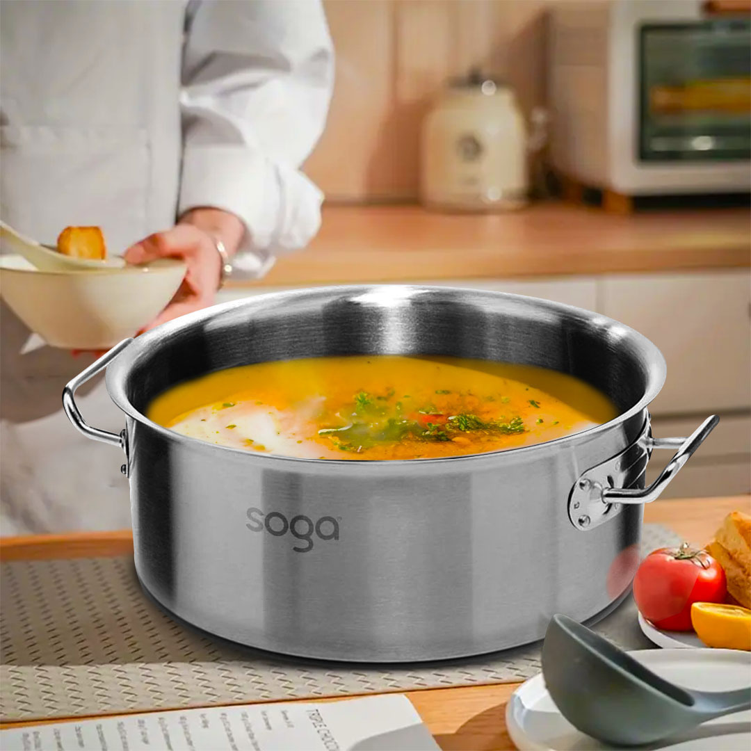 SOGA 32L Stainless Steel Stockpot – Large Heavy-Duty Cooking Pot with Lid