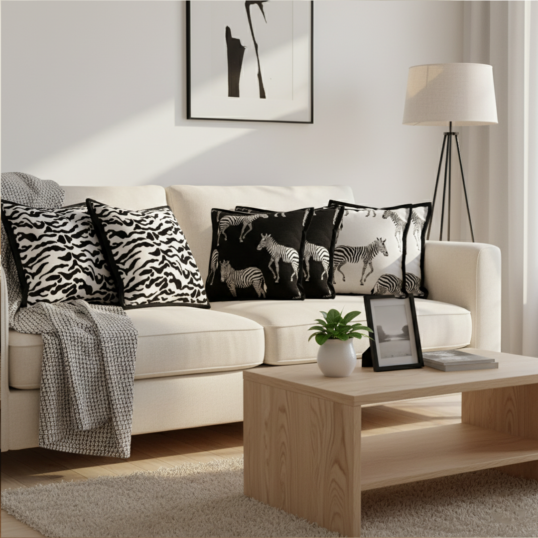SOGA 6PC 45cm Zebra Decorative Pillow Set – Wildlife & Safari Accent Covers