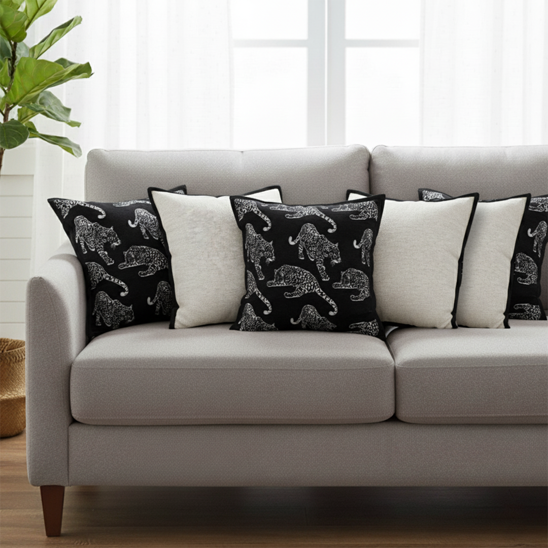 SOGA 6PC Black & Cream Pillowcase Set – 45cm Modern Piping Design