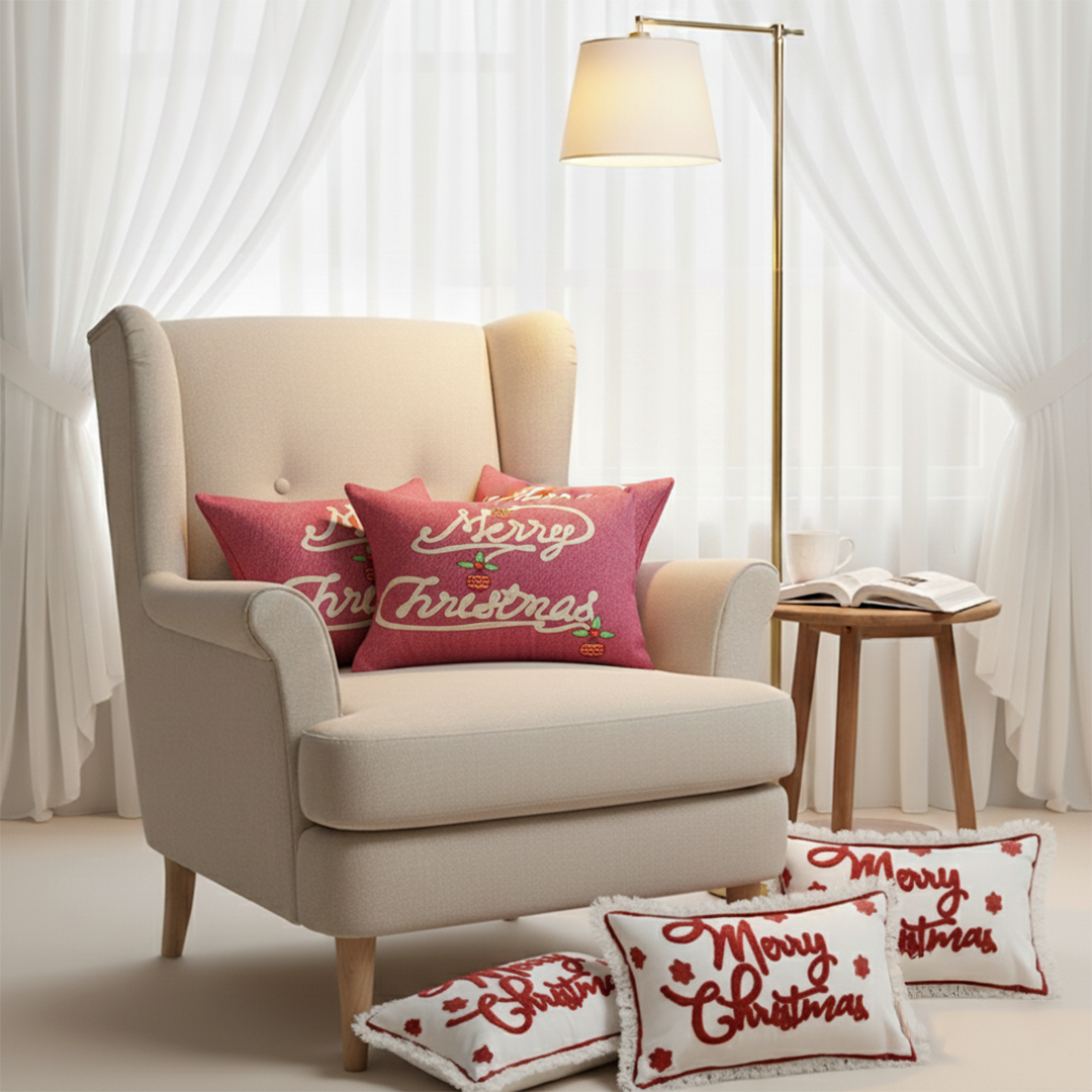 SOGA 6PC Christmas Pillowcase Set – Elegant & Bold Merry Christmas Design