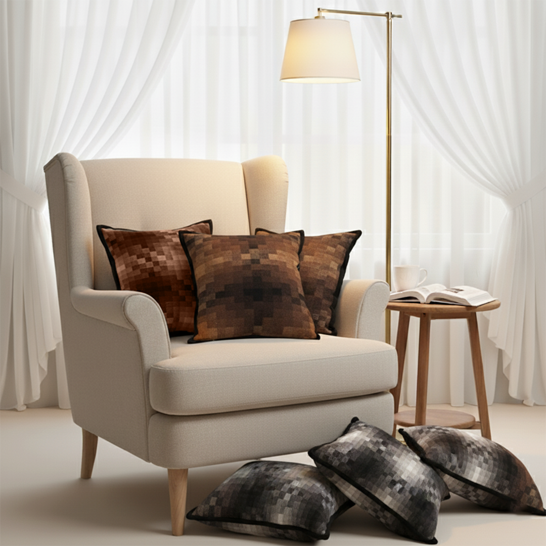 SOGA 6PC 45cm Pixelated Comfort Pillow Set – 3 Caramel & 3 Decorative Cover