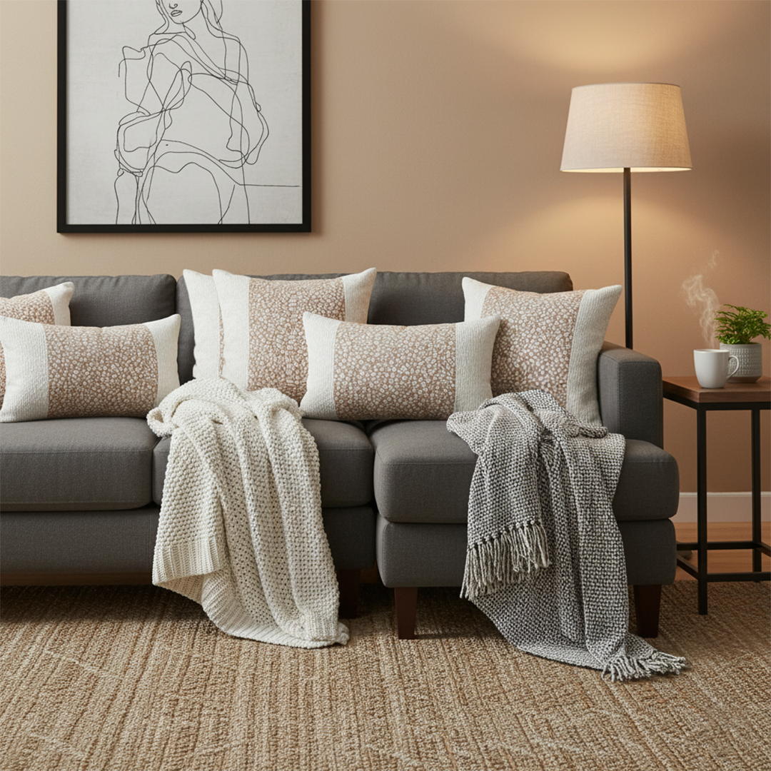SOGA 6PC Pillow Set –4 45cm Classic Soft & 2 30x50cm Rose Gold Lumbar Cover