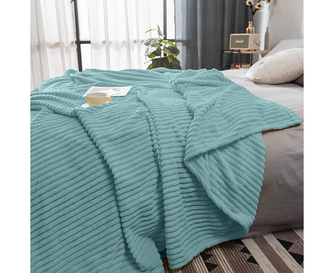 SOGA 2-Pack Sky Blue Throw Blankets – Warm Sofa and Bed Comforter