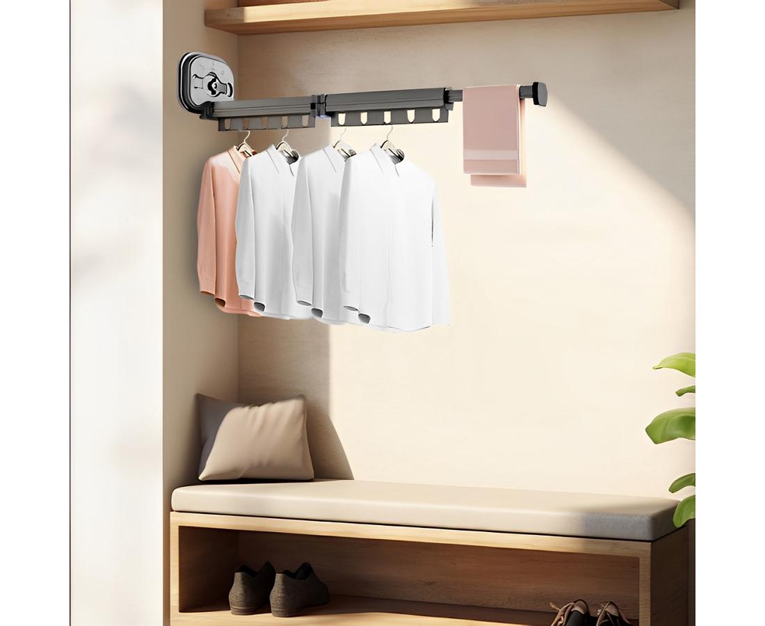 SOGA 93.2cm Wall-Mounted Clothes Drying Rack – Foldable Laundry Hanger