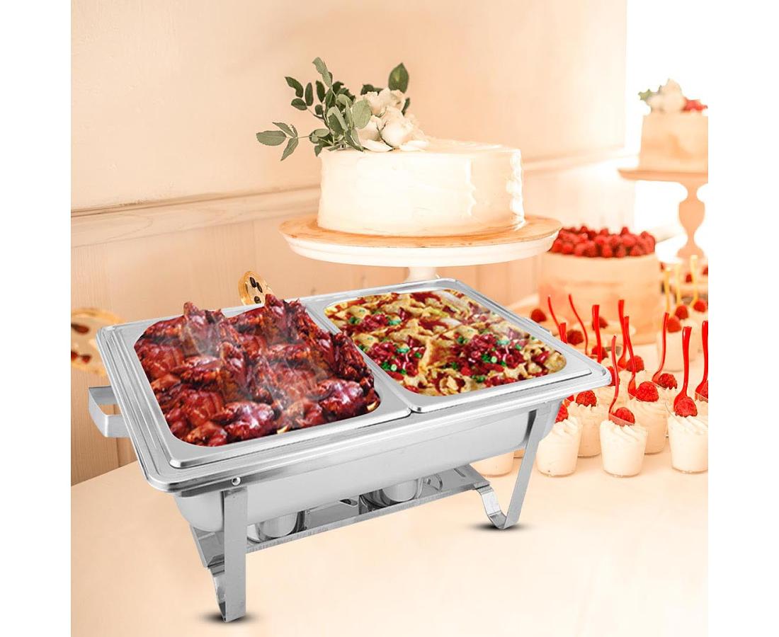 SOGA 4.5L Stainless Steel Dual Tray Chafing Dish – Buffet Food Warmer