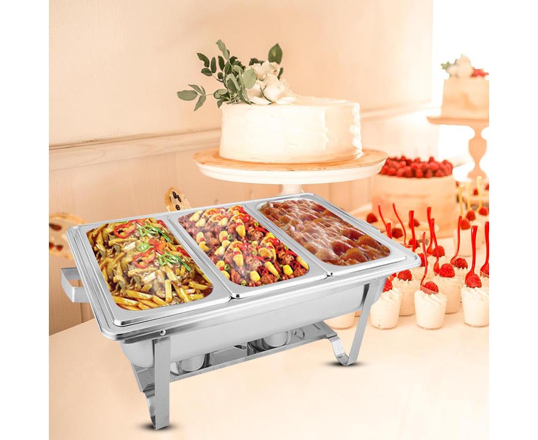 SOGA 3L Stainless Steel Triple Tray Chafing Dish – Buffet Food Warmer
