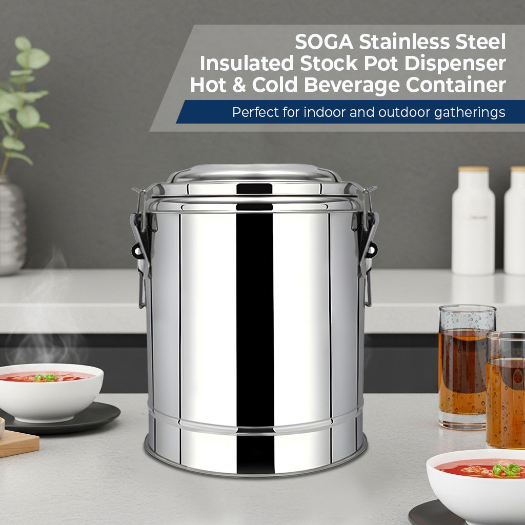 SOGA 30L Stainless Steel Stock Pot –Insulated Hot & Cold Beverage Container