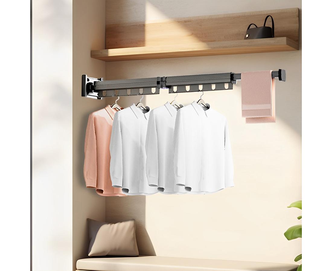 SOGA 93.2cm Wall-Mounted Clothes Dry Rack – Foldable Laundry Hanger