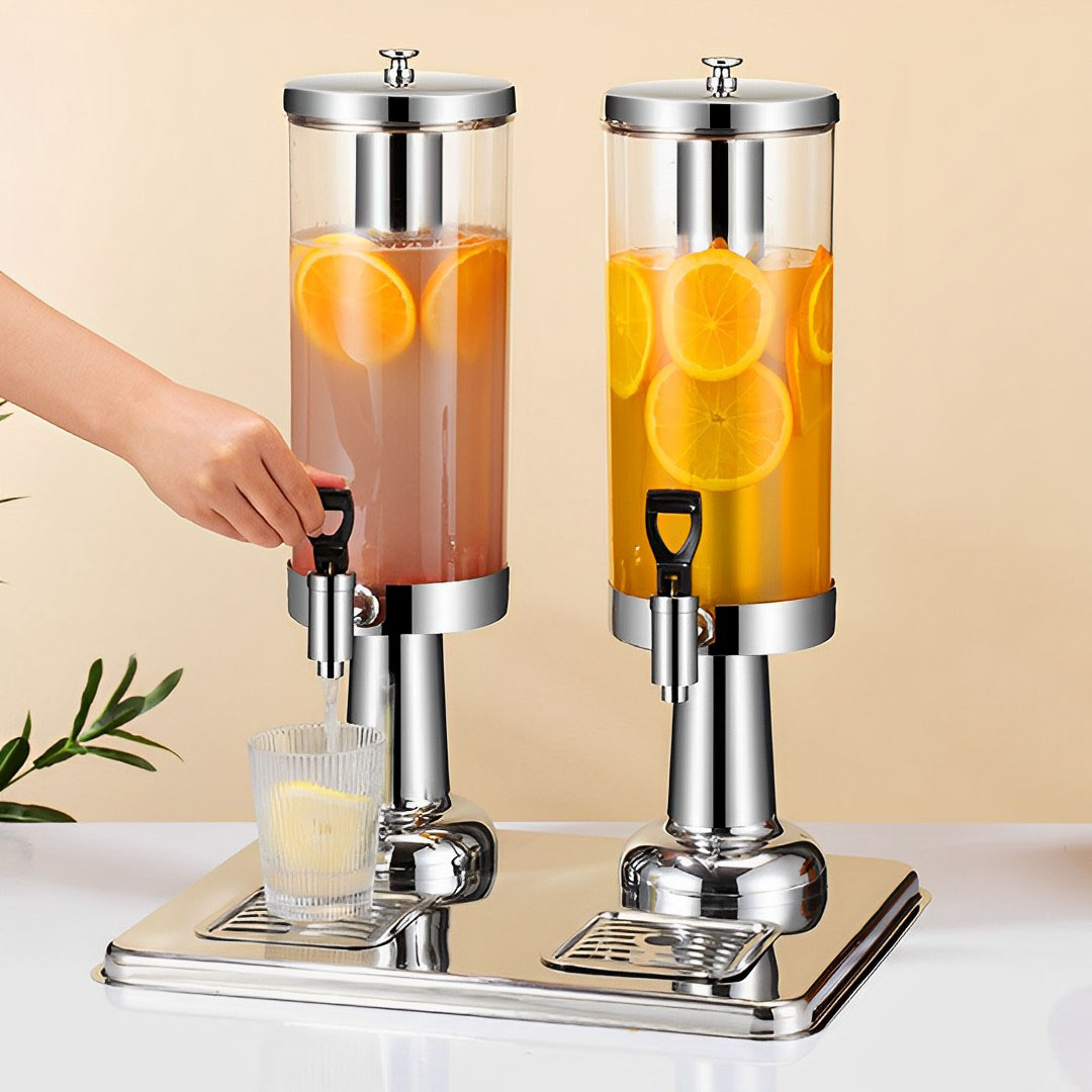 SOGA 6L Stainless Steel Beverage Dispenser-Dual Ice Cylinder for Hot & Cold