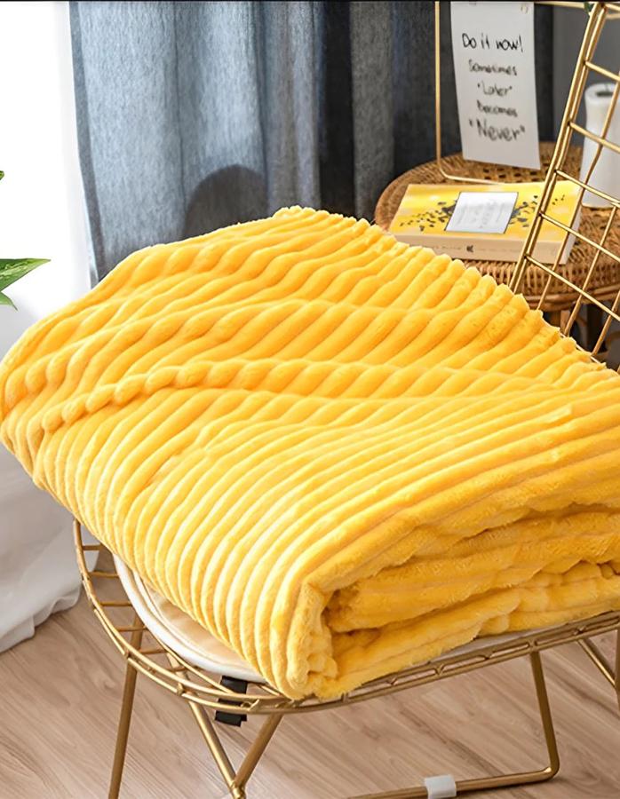 SOGA Yellow Throw Blanket – Warm Cozy Fleece for Bed & Sofa