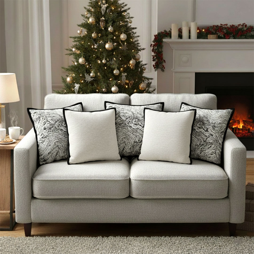 SOGA 5PC Modern Cream & Black Abstract & Minimalist Pillow Covers