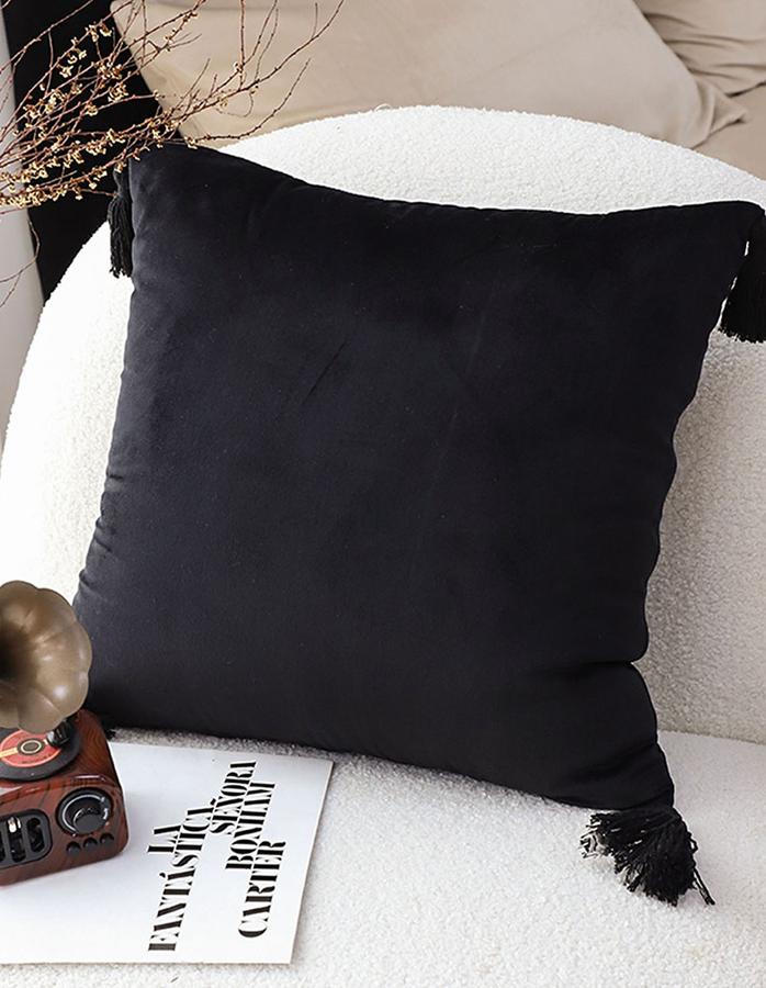 SOGA 45cm Black Vintage Butterfly Tassel Throw Pillow – Decorative Cushion 