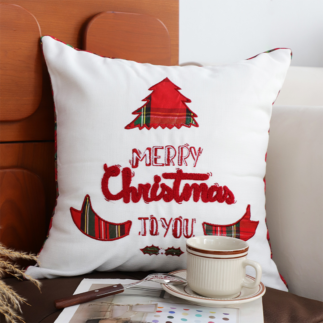 SOGA 2X 45cm “Merry Christmas To You” Festive White Pillowcase with Red & G