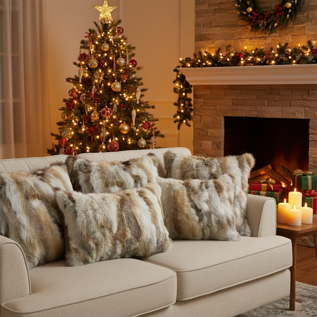 SOGA 6PC Faux Fur Luxury Pillow Set – 45cm & 30x50cm Decorative Covers