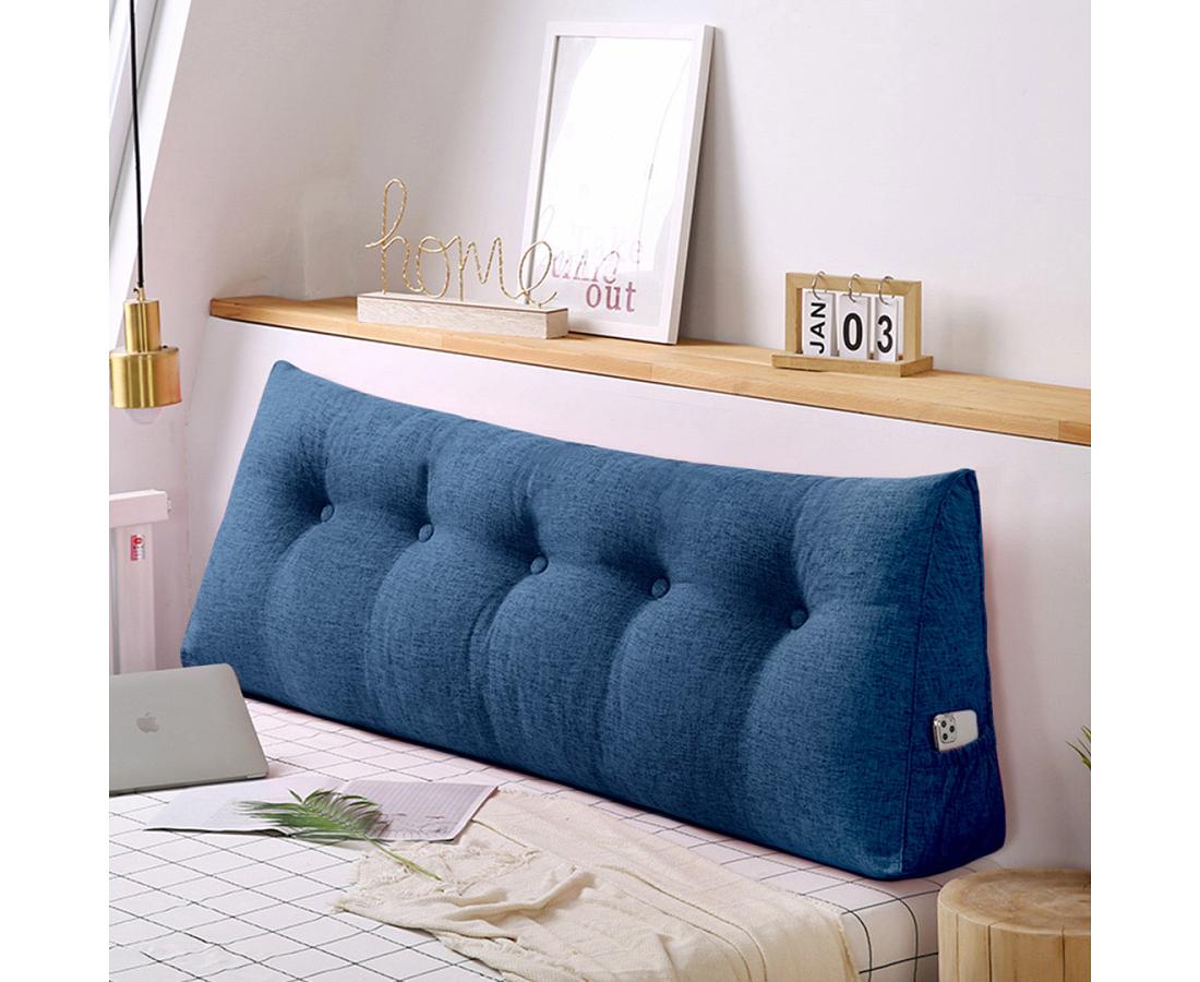 SOGA 47.2 inches Blue Triangular Tatami Pillow – Bedside Backrest Cushion