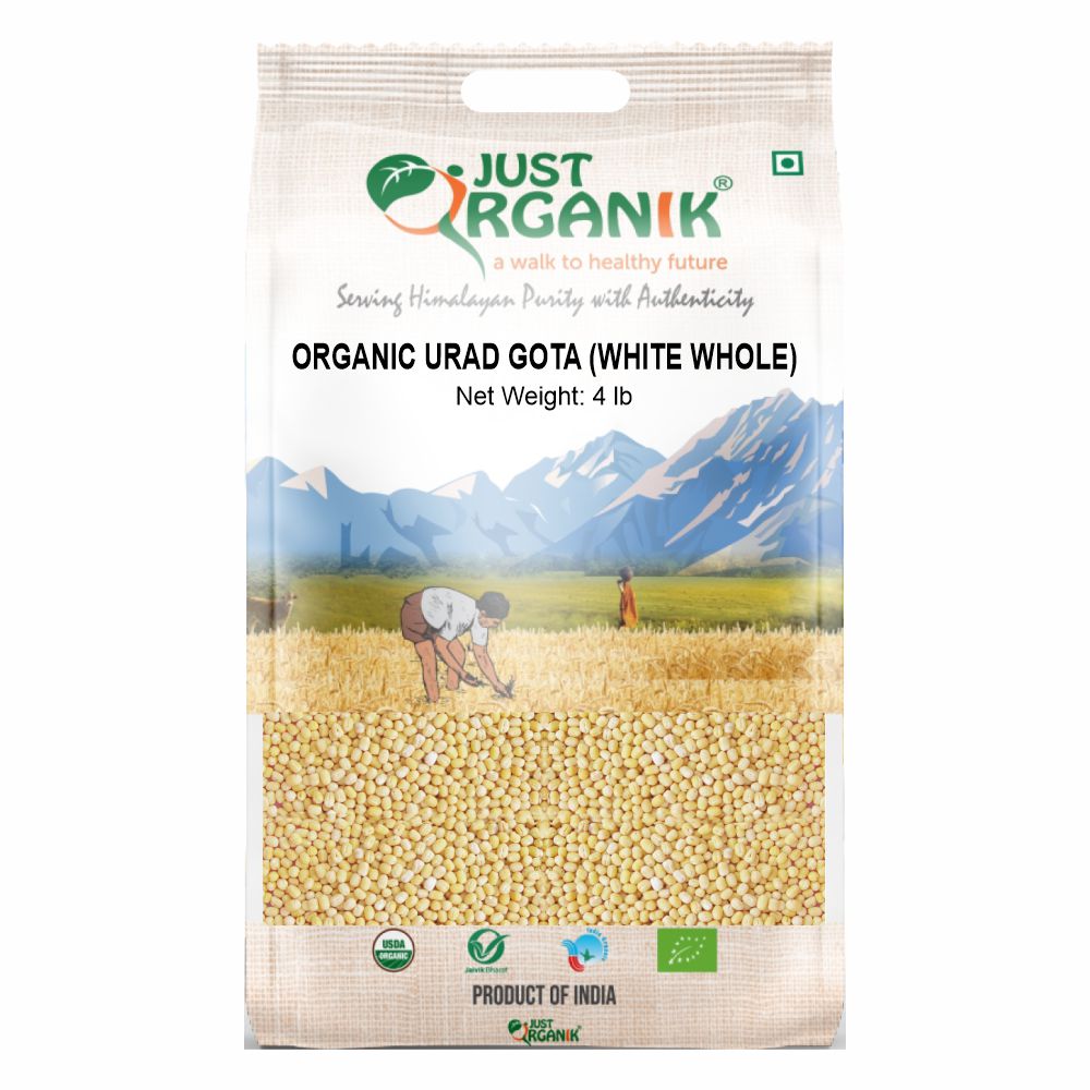 Just Organik Organic Whole Urad Gota White 4 lbs