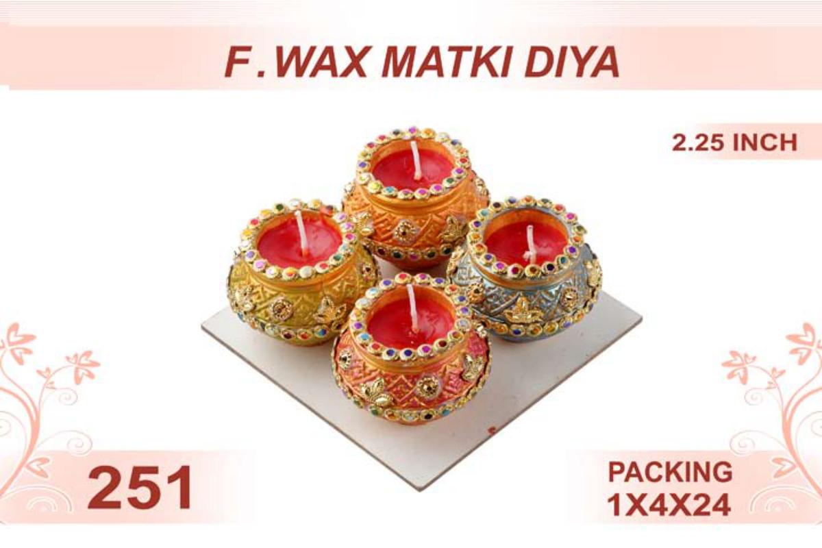 Flower Wax Matki Diya 4pc 2.25inch #251