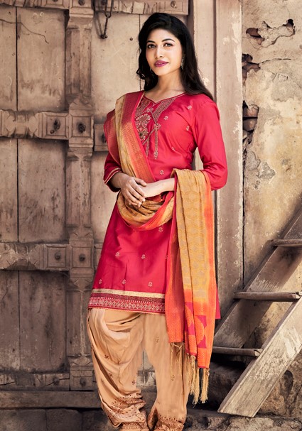 Rose Pink Cotton Patiala Salwar