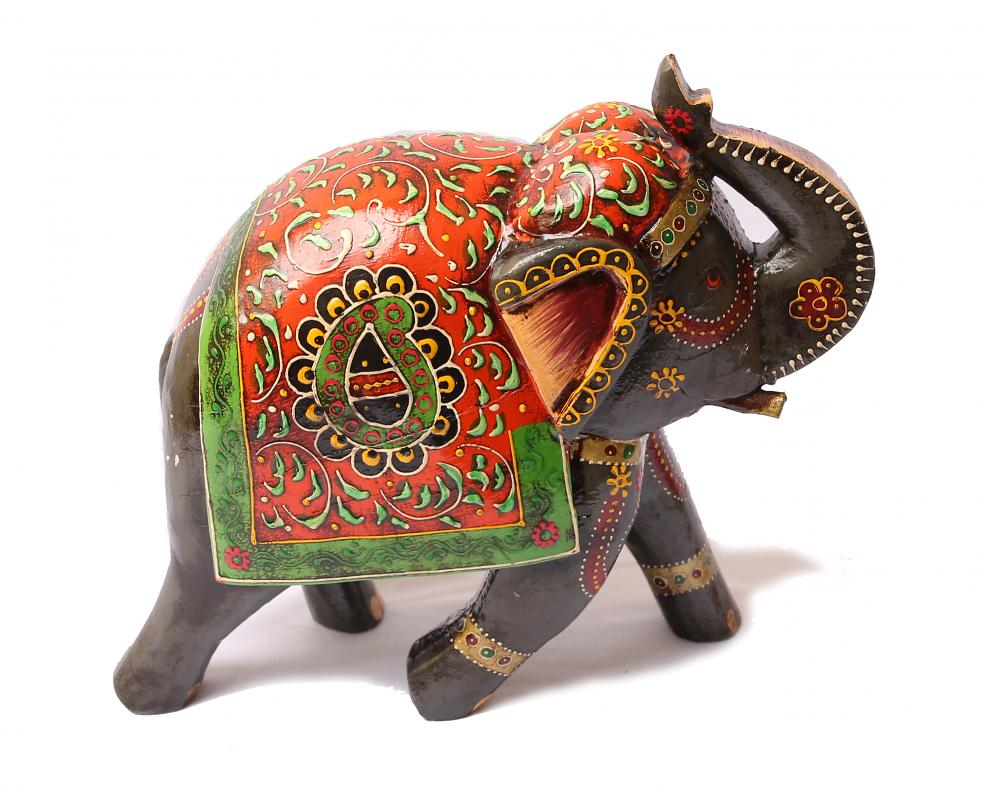 Handcrafted Artistic Jaipuri Wooden Elephant Small 5"
