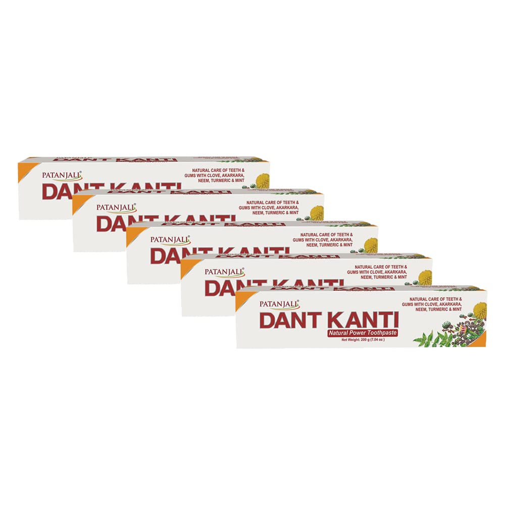 Patanjali Dant Kanti Toothpaste(Pack of 5 - 200g each) by Patanjali Patanjali Dant Kanti Toothpaste(Pack of 5 - 200g each) by Patanjali