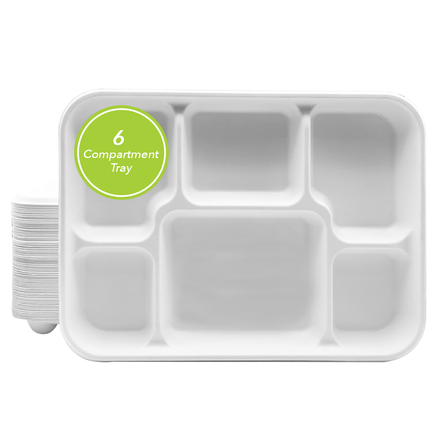 Biodegradable 6 Compartment Bagasse Meal Tray Thali 400 Pcs (8 Packs Of 50)