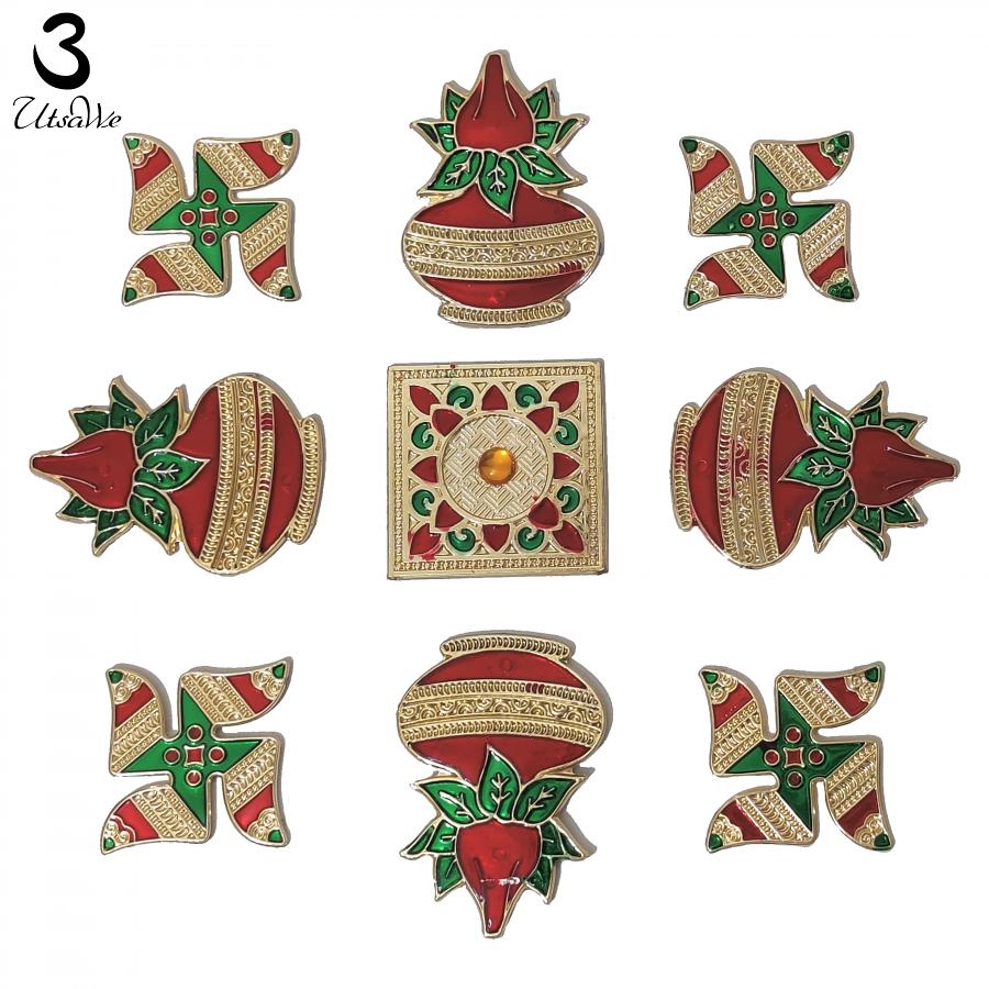 Meena Rangoli Set of 9 Pieces For Floor Decoration 