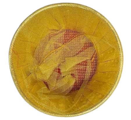 Decorative Golden-Red Bandhani Chhab w/Jholla(Net) (Size - 14 & 18") Decorative Golden-Red Bandhani Chhab w/Jholla(Net) (Size - 14 & 18")