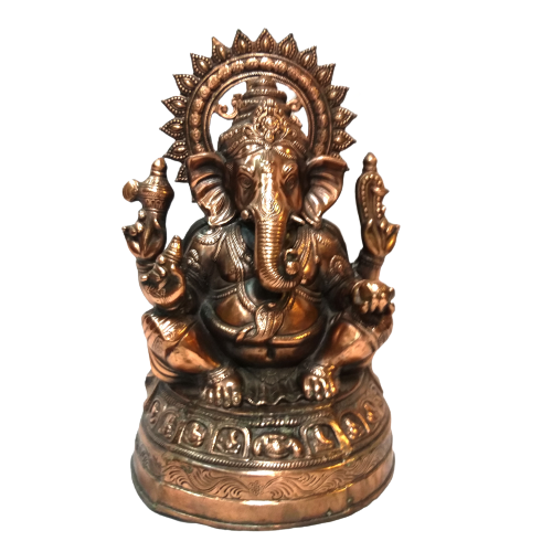 27" Tall Artistic Carved Black Metal Ganesha Statue in Sitting Posture