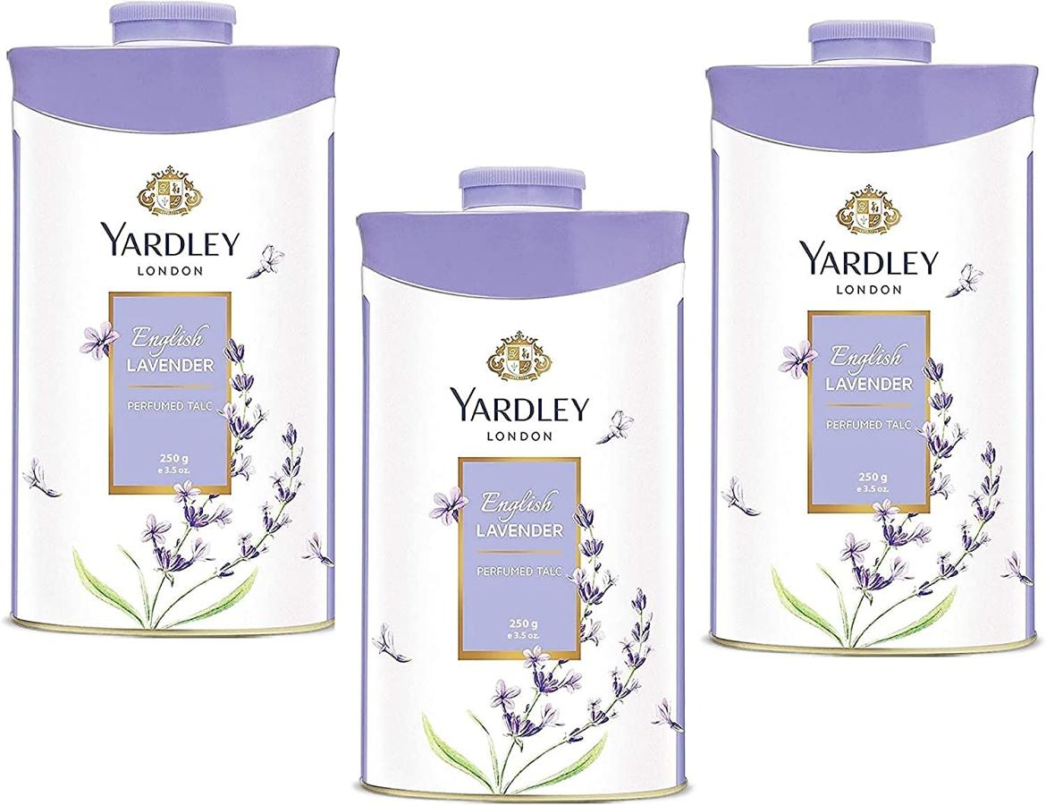 Yardley London Fresh Floral Fragrance Locked in a Fine & Silky Perfumed Talcum Powder (Yardley London English Lavender, Pack of 3 250Gram) Yardley London Fresh Floral Fragrance Locked in a Fine & Silky Perfumed Talcum Powder (Yardley London English Lavender, Pack of 3 250Gram)