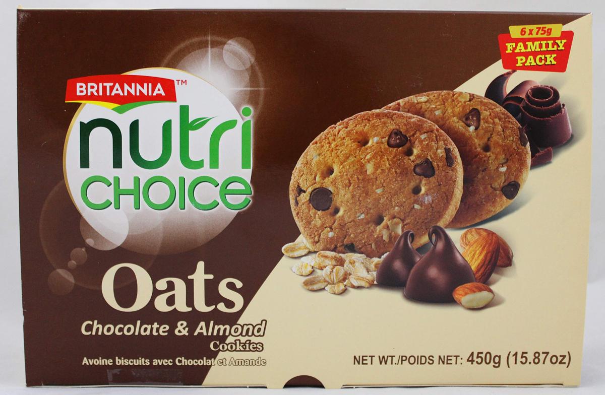 Britannia Nutri Choice- Oats Chocolate & Almond Cookies 450 gms Britannia Nutri Choice- Oats Chocolate & Almond Cookies 450 gms