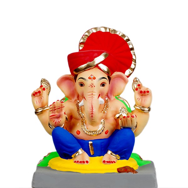 Eco-Friendly Clay Ganpati Pooja Visarjan Statue 10 Inches (EF18)