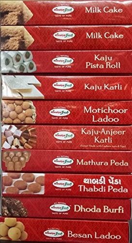 Indian Mithai 10 Boxes Combo, Ladoo, Katli, Peda Gift Pack