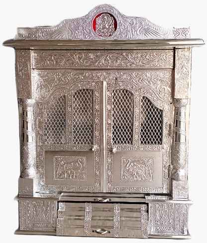 Puja Temple Mandir for Home w/ Doors & Hindu Carving 21" x 12" Puja Temple Mandir for Home w/ Doors & Hindu Carving 21" x 12"