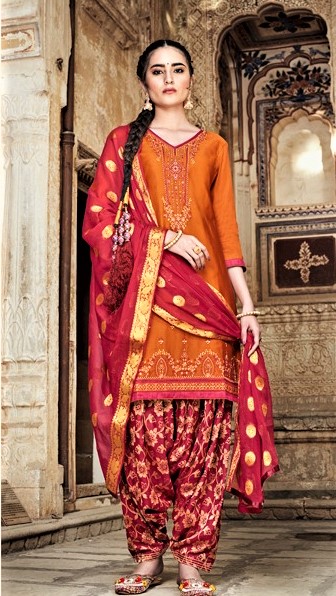 red punjabi patiala suit