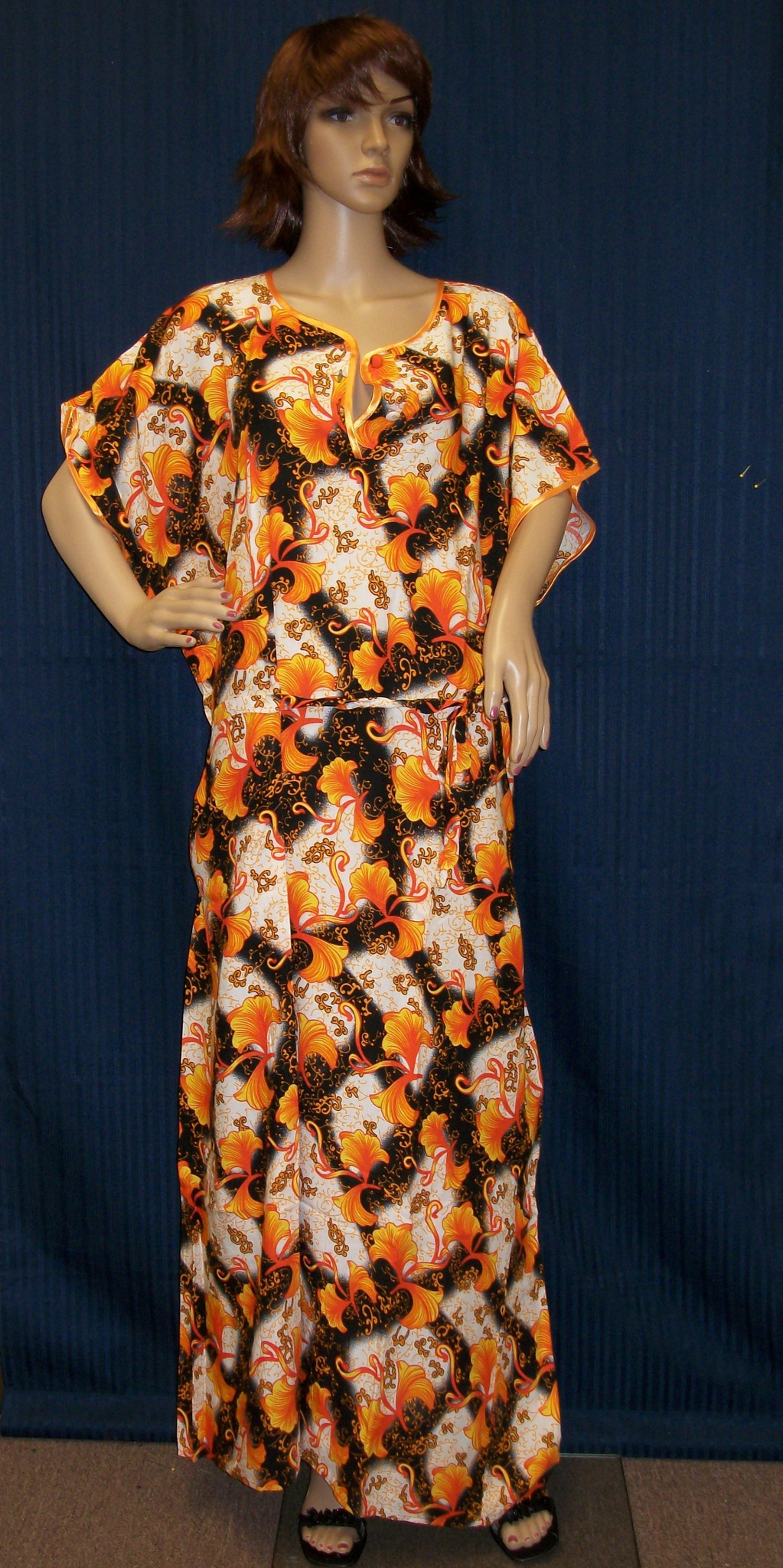 Printed Maxi  Gown Kaftan Jalabiya Sleep Wear #1129