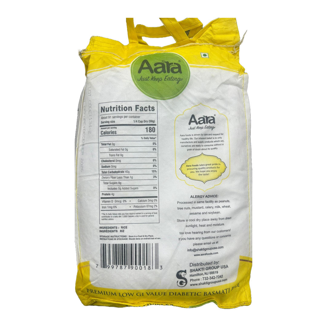 Aara Low GI Diabetic Basmati Rice - 10LB