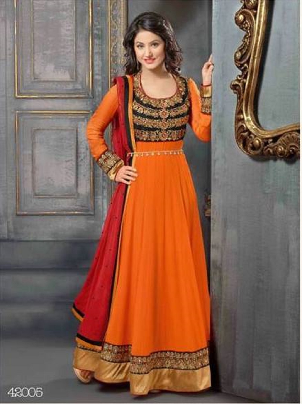 orange and black dress combination