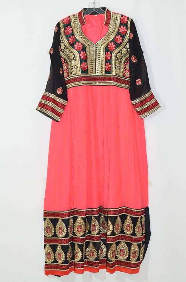 Ruby Pink Black Georgette Anarkali Readymade Churidar Suit Ruby Pink Black Georgette Anarkali Readymade Churidar Suit