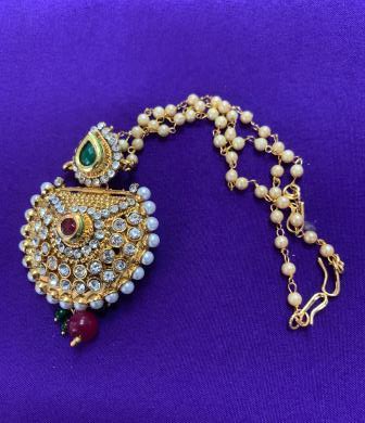Bridal Mang Tika w/ Kundan Stone & Pearl Work # 11